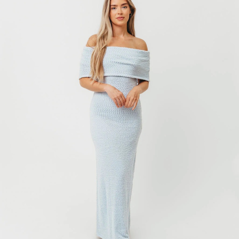 NWT Worth Collective - Brit Maxi Dress in Dusty Blue - Bump Friendly - Large